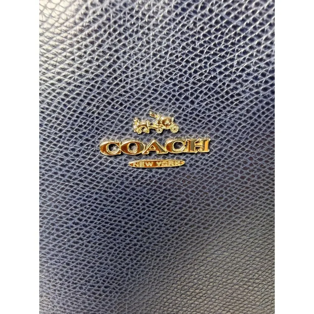 Coach Gallery Tote Bag Navy Blue Crossgrain Leather Gold Hardware F79608